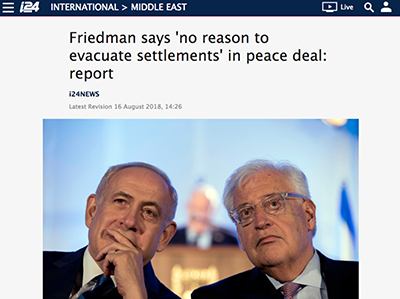 i24 Article. Friedman says no need to evacuate settlements