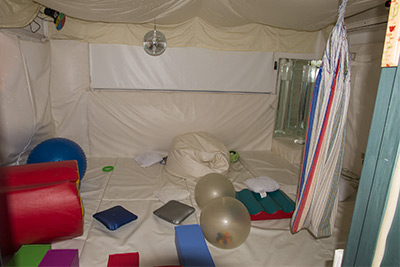 Inside the quiet multi sensory therapy room.