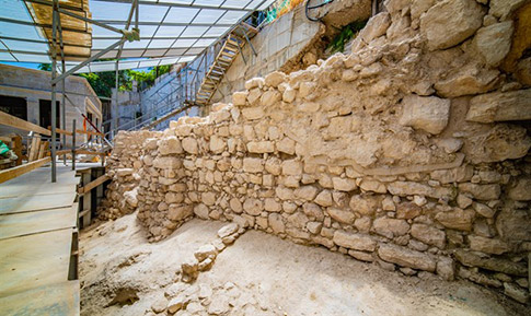 New discovered segment of first temple period wall in Jerusalem.